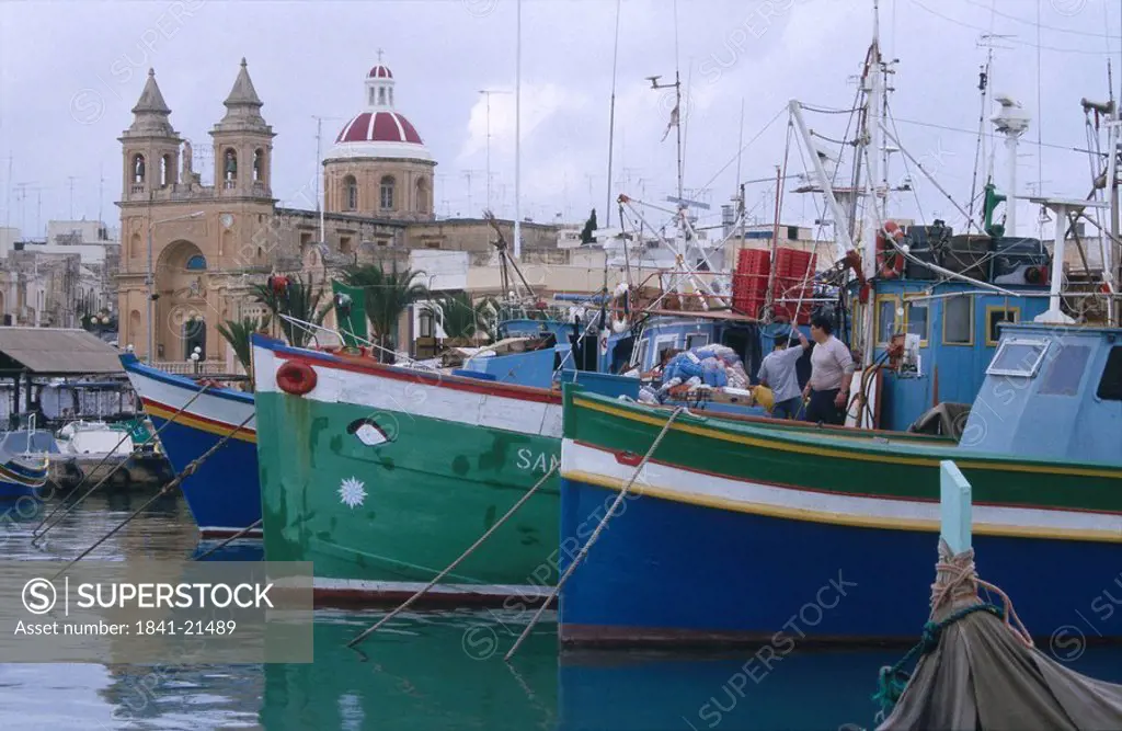 Fishing boats at harbor, Marsaxlokk, Malta