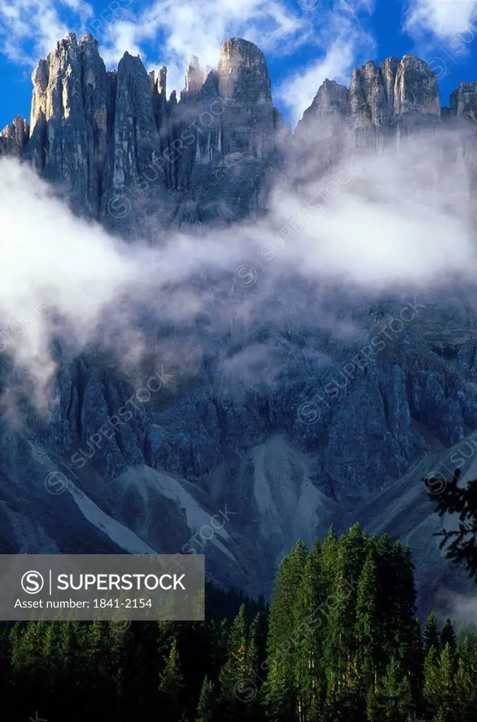 Clouds over mountain, Mt Latemar, Dolomites, Italy