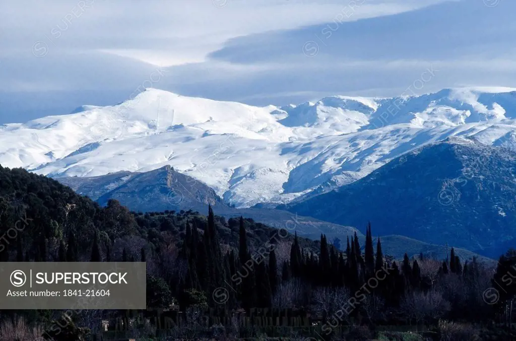 Snow over mountains, Sierra Nevada, Andalusia, Spain
