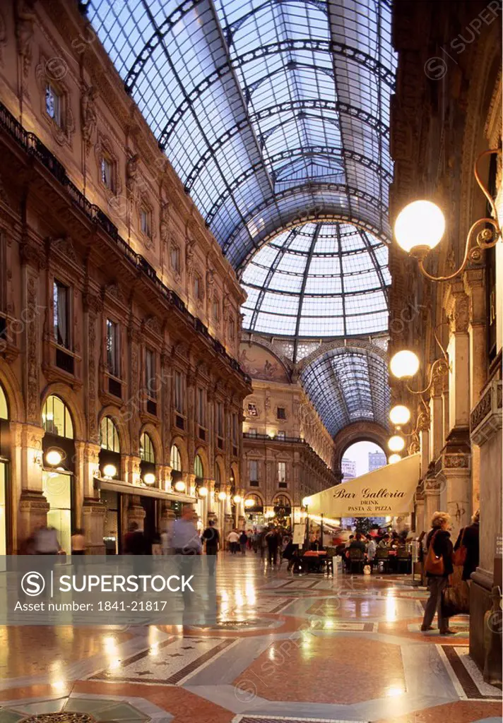 Group of people in shopping mall, Lombardy, Milan, Italy