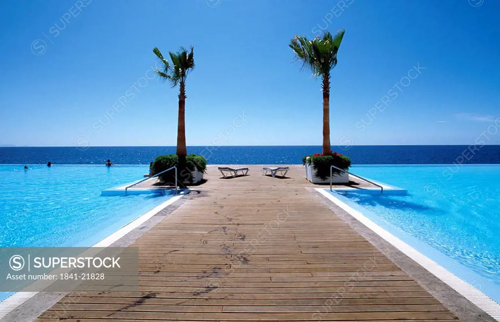 Jetty in infinity pool, Funchal, Madeira, Portugal