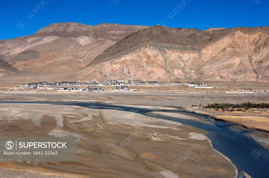 River flowing through landscape, Tibet, China