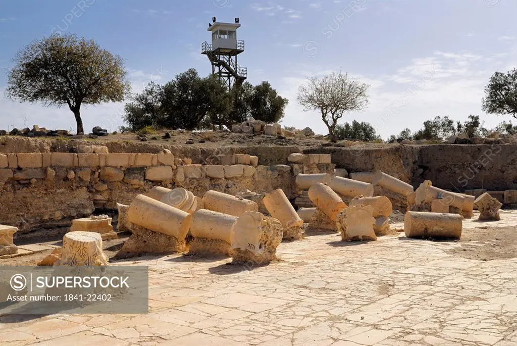 Old ruins of columns, Umm Qais, Jordan