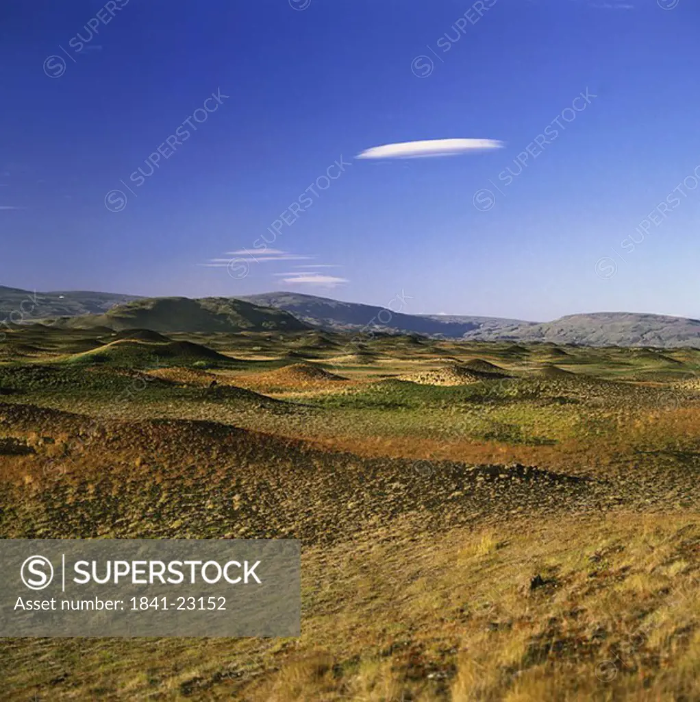 Panoramic view of arid landscape, Iceland