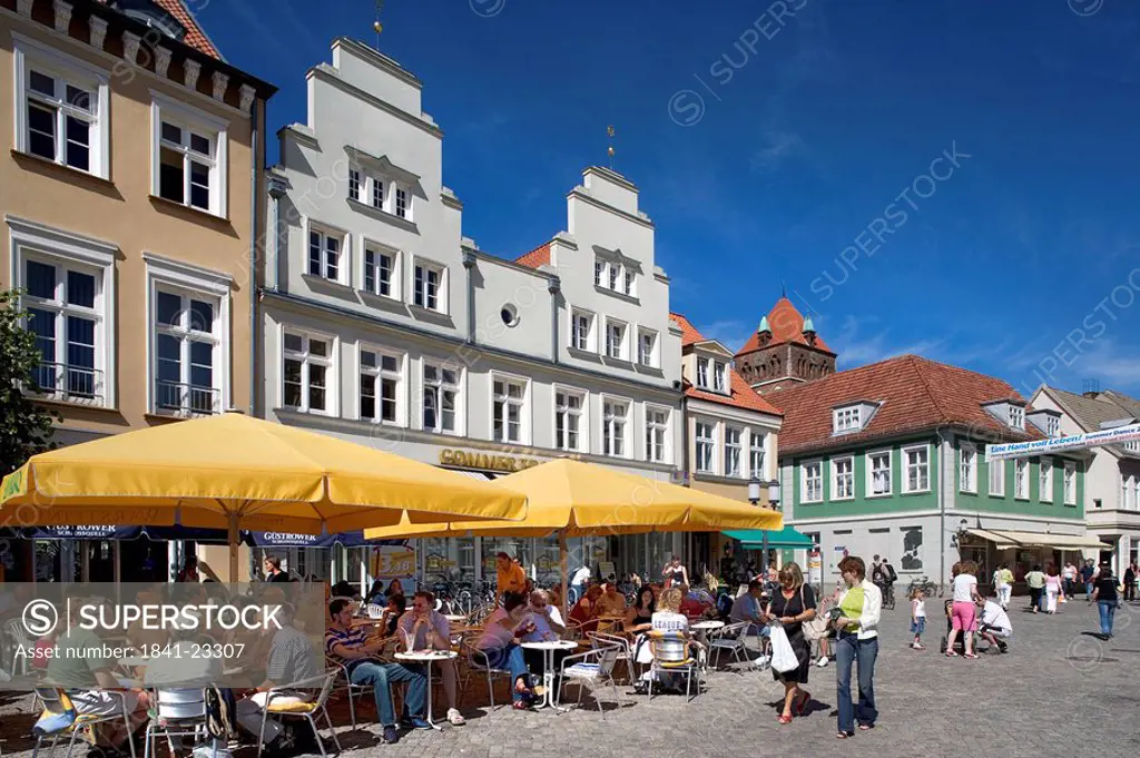 Cafe at the market square of Greifswald, Germany