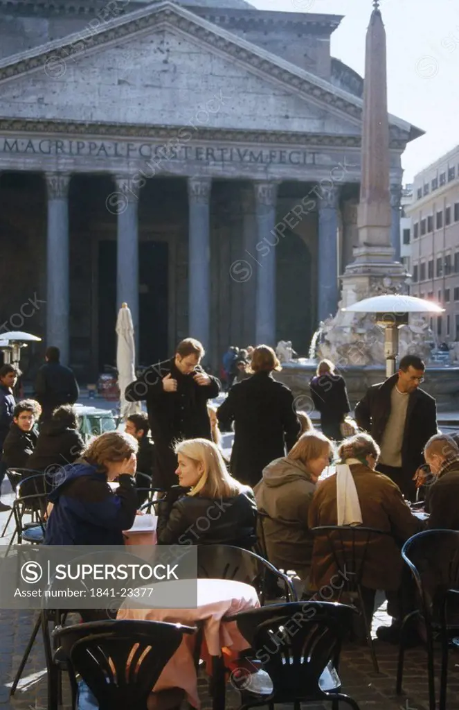 Tourists at outdoor cafe, Pantheon, Rome, Italy