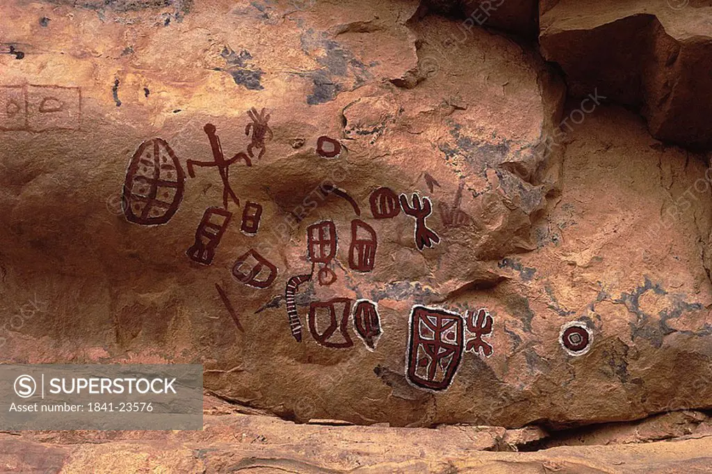 Close_up of cave paintings, Mali