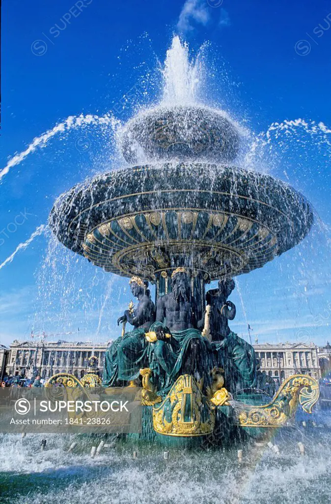Low angle view of fountain, Place De La Concorde, France