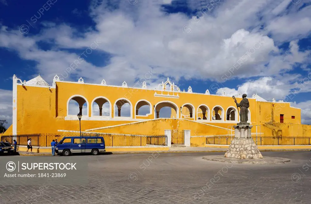 Exterior view of the Franciscan Monastery of San Antonio Santuario de la Virgen in Izamal, Mexico