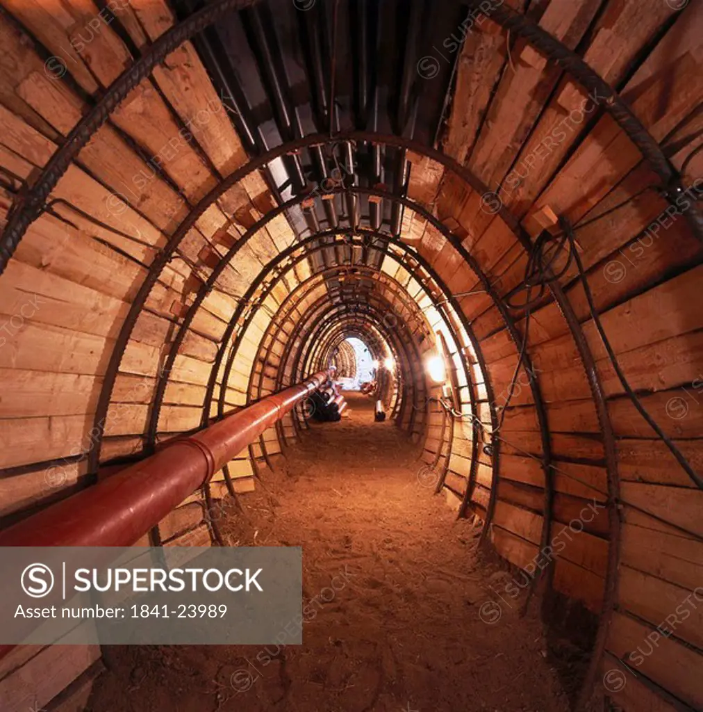 Interiors of a wooden tunnel, Duesseldorf, Germany