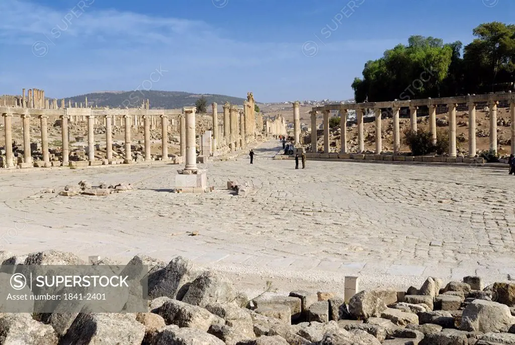 Old ruins of columns, Jarash, Jordan
