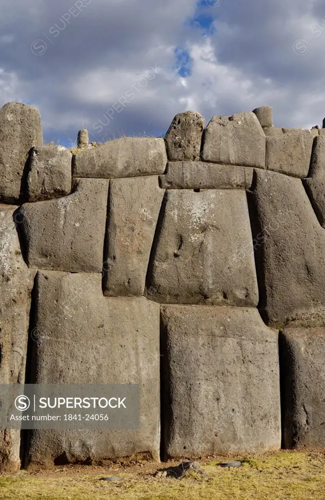 Old ruins of fortified wall, Sacsayhuaman, Cuzco, Cusco Region, Peru