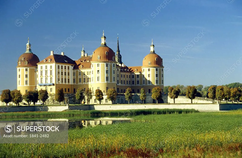 Castle at waterfront, Moritzburg Castle, Dresden, Saxony, Germany