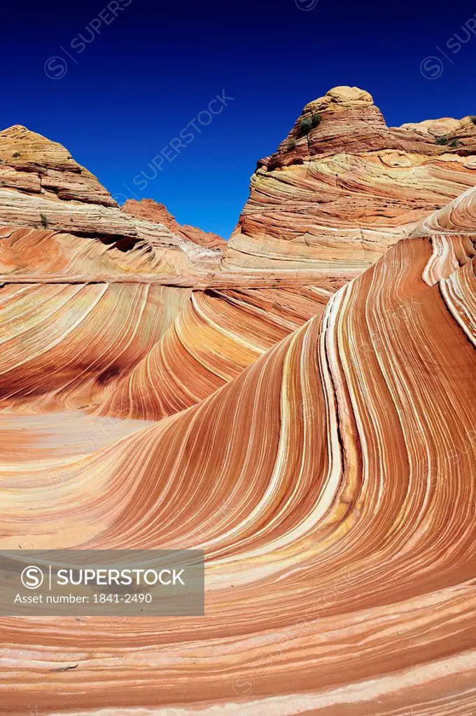 Rock formations on landscape, Coyote Buttes, Paria Canyon_Vermilion Cliffs Wilderness, Vermilion Cliffs National Monument, Arizona, USA