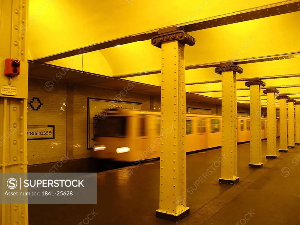 Train at subway station, Berlin, Germany