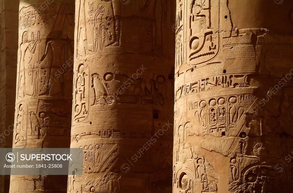 Pillars at the Amun_Re Temple, Karnak, Egypt, detail