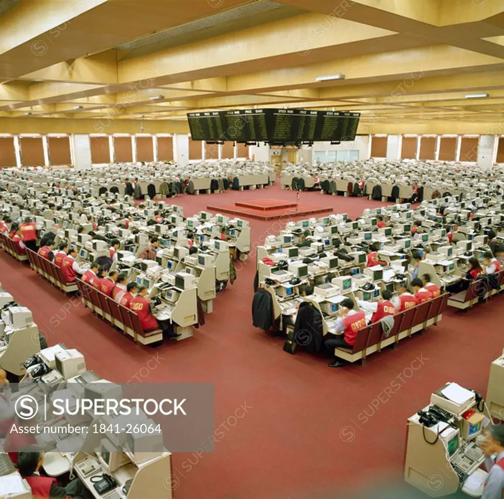 Interiors of stock exchange, Hong Kong Stock Exchange, Hong Kong, China