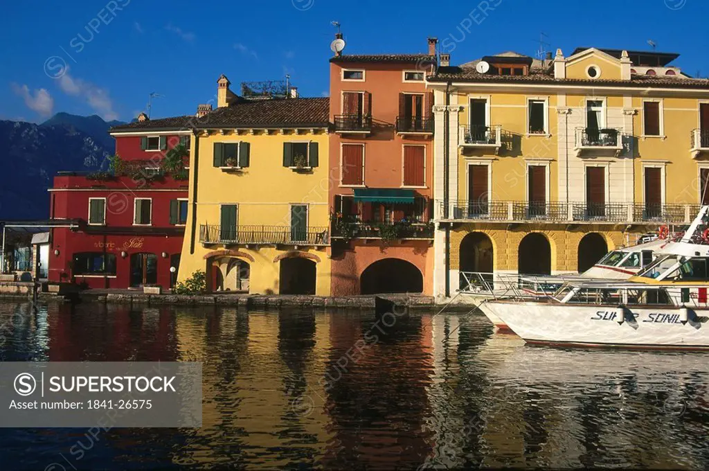 Two boats in harbor, Lake Garda, Veneto, Italy