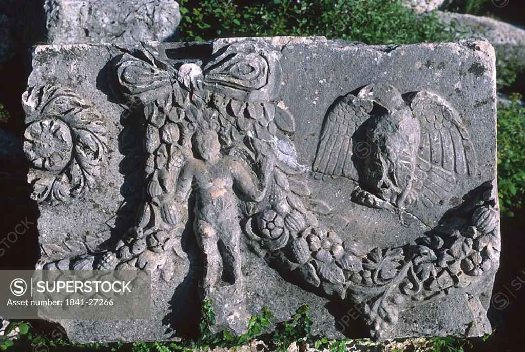 Close_up of old stone with carvings, Turkey