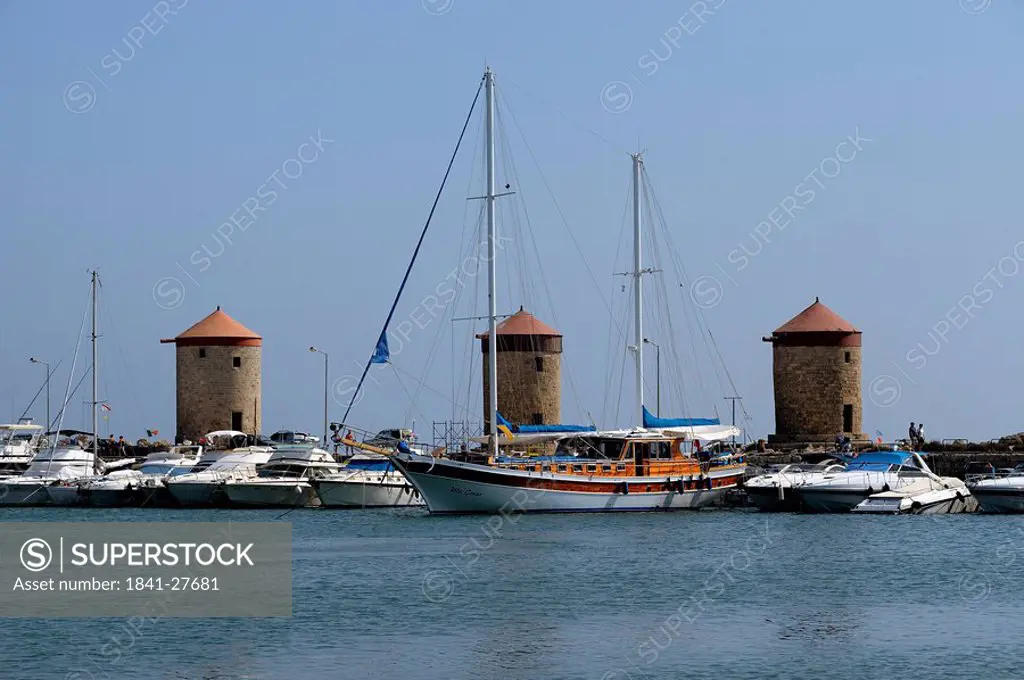 Sailing boats in the port of Rhodes, Greece