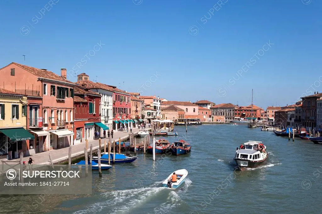 Boats on the Canal Grande, Murano, Italy, elevated view