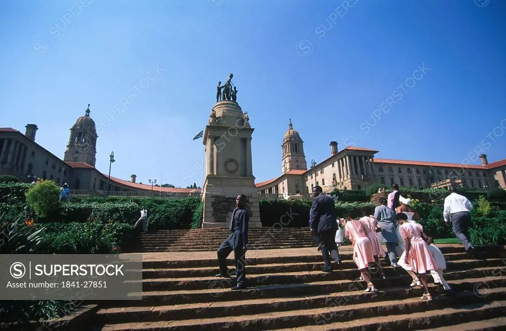 People moving on stairs near monument, Union Buildings, Pretoria, Gauteng Province, South Africa