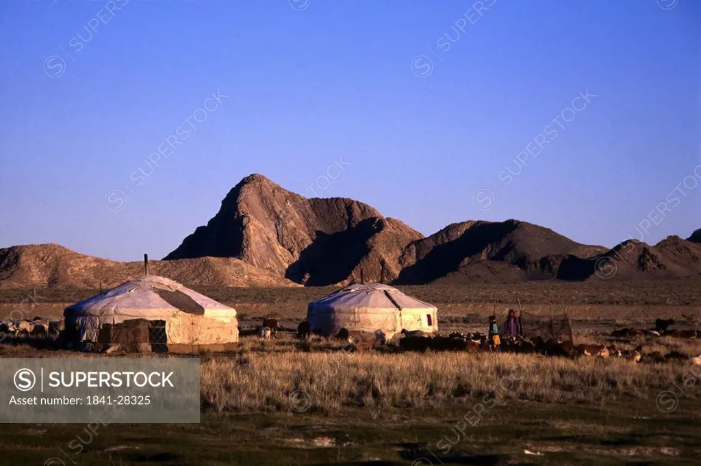Nomadic people with yurts, Independent Mongolia