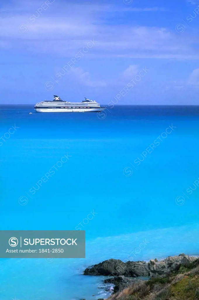 Ship in sea, St. Martin, Leeward Islands, West Indies