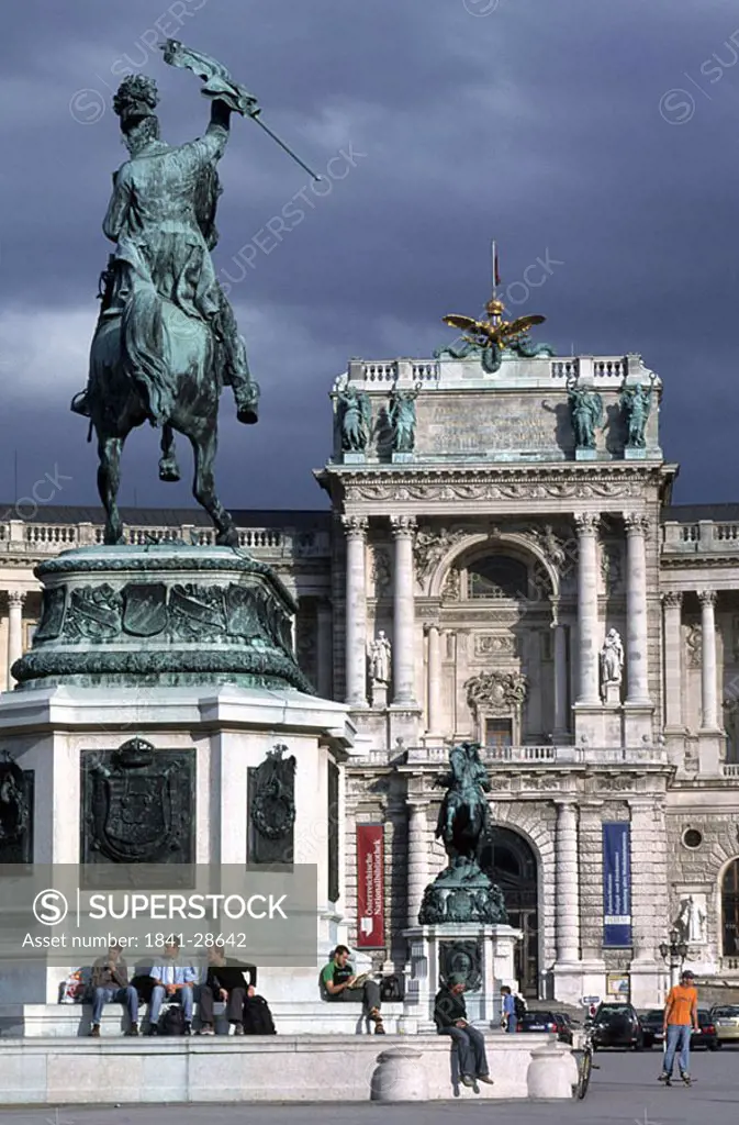 Statue in front of palace, Archduke Charles, Heldenplatz, Hofburg, Vienna, Austria