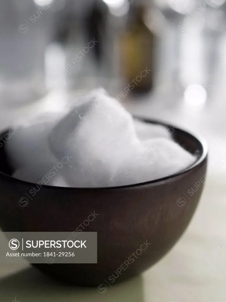 Close_up of cotton balls in bowl
