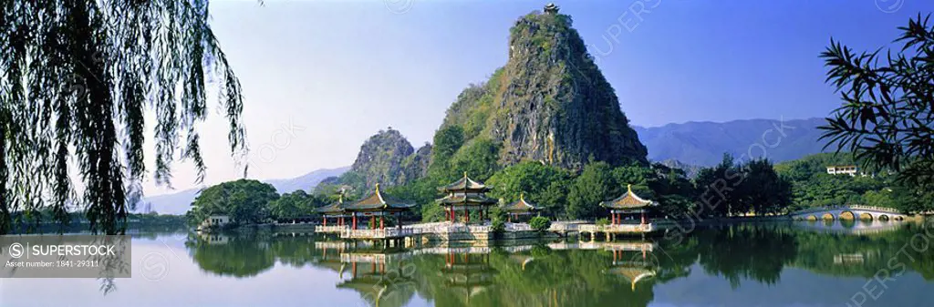 Pagodas at waterfront, China