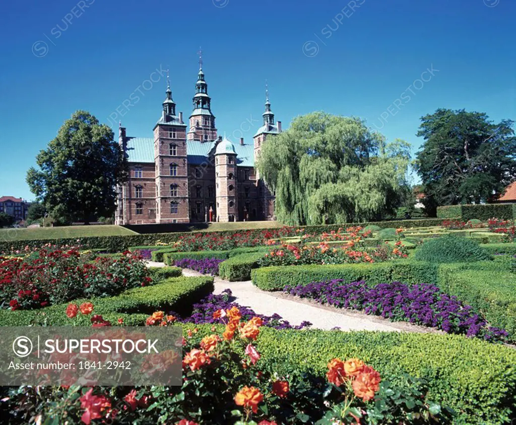 Formal garden in front of palace, Rosenborg Castle, Copenhagen, Denmark