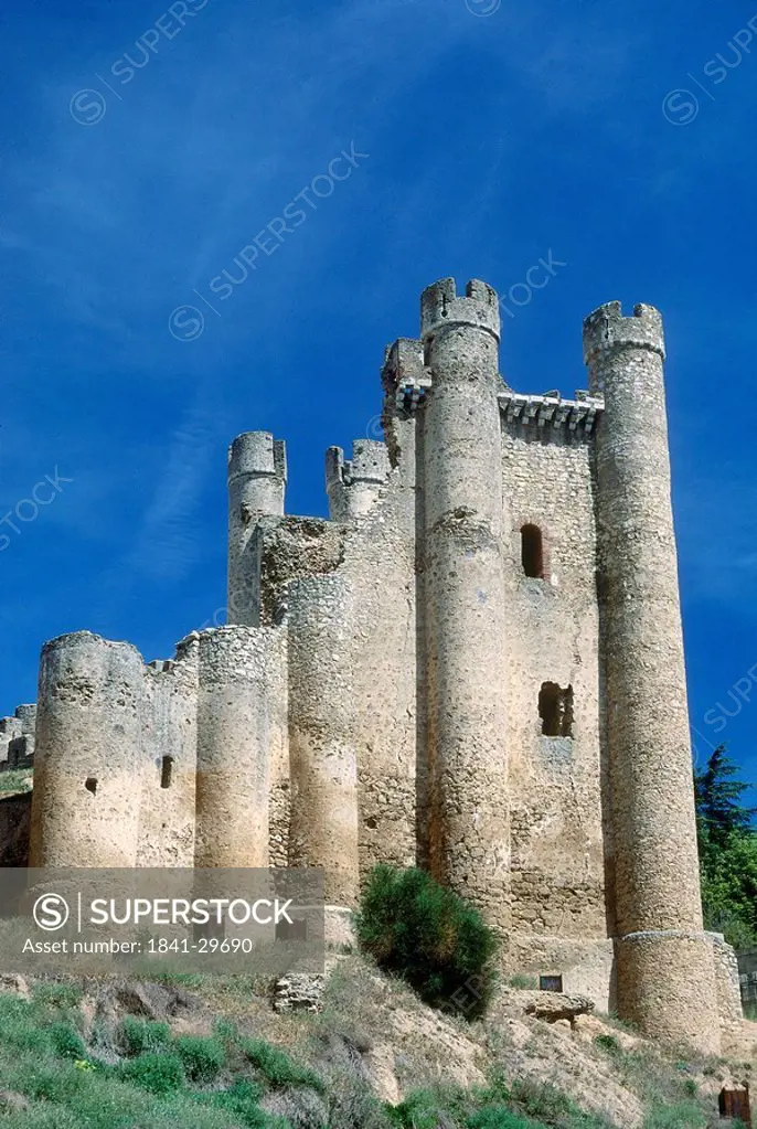 Low angle view of castle, Templar Castle, Valencia De Don Juan, Leon, Spain