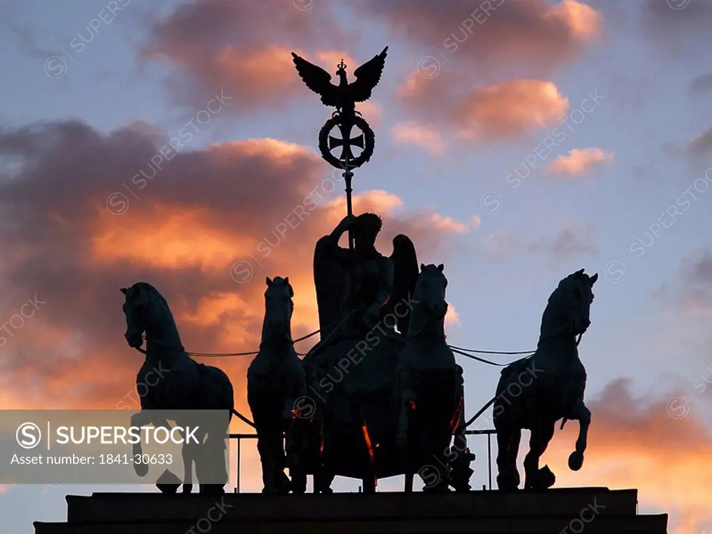 Silhouette of quadriga statue, Berlin, Germany, Europe