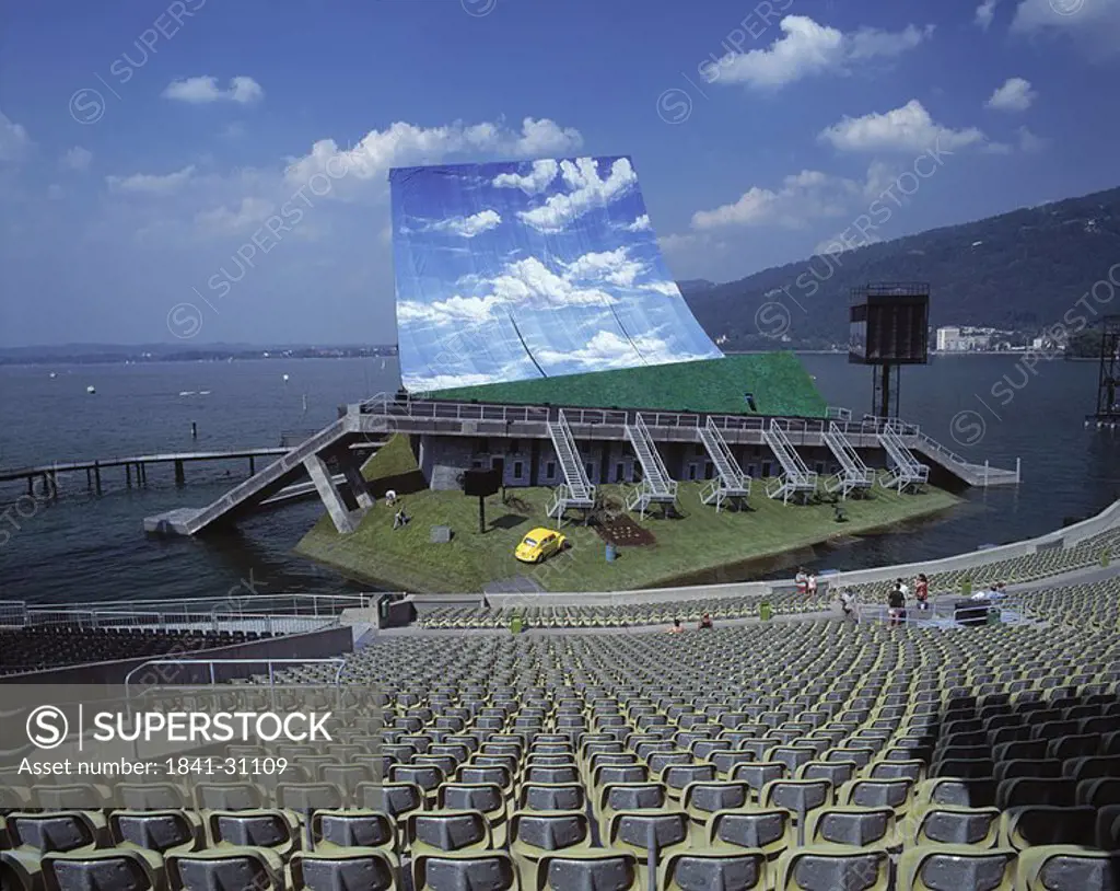 Large screen in open air auditorium on coast, Austria