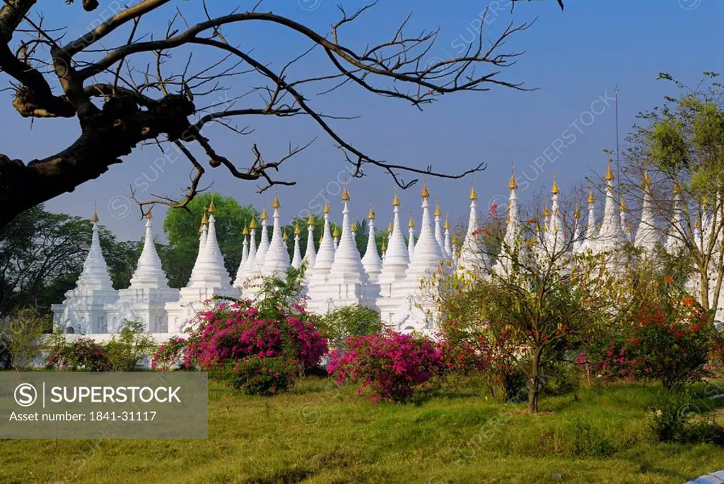 Stupas in pagoda, Sandhamuni Pagoda, Mandalay, Myanmar