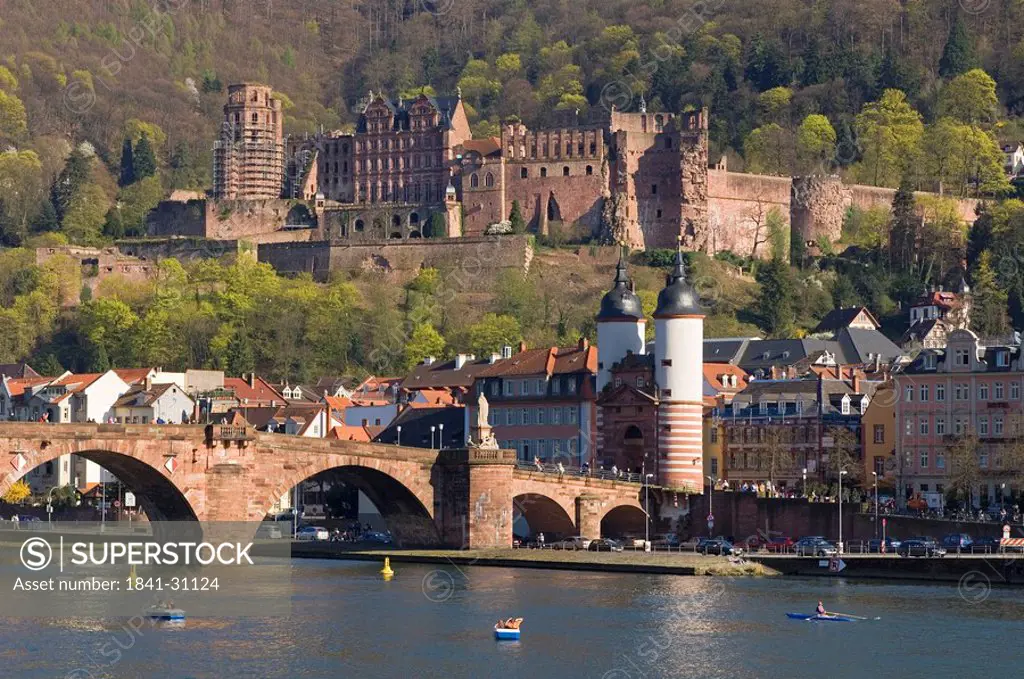 Arch bridge across river, Heidelberg, Baden_Wuerttemberg, Germany