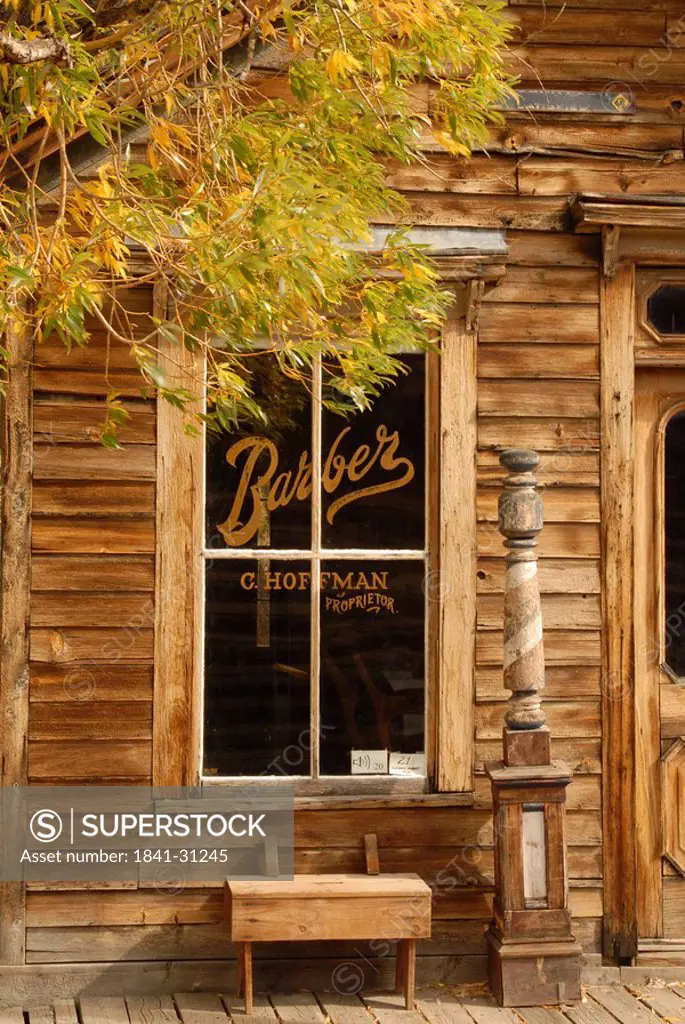 Barber shop in ghost town, Nevada City, Montana, USA