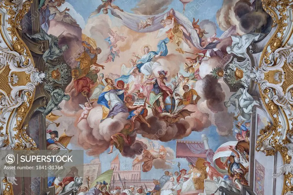 Ceiling fresco of a church, Diessen am Ammersee, Germany, directly below