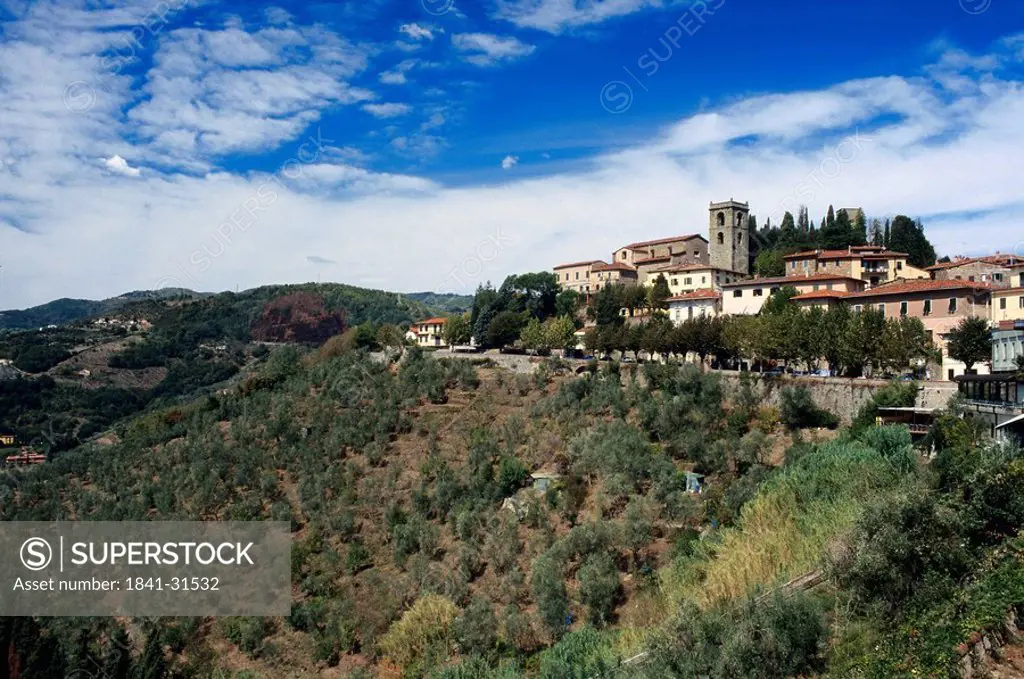 Castle on hill, Tuscany, Italy, Europe