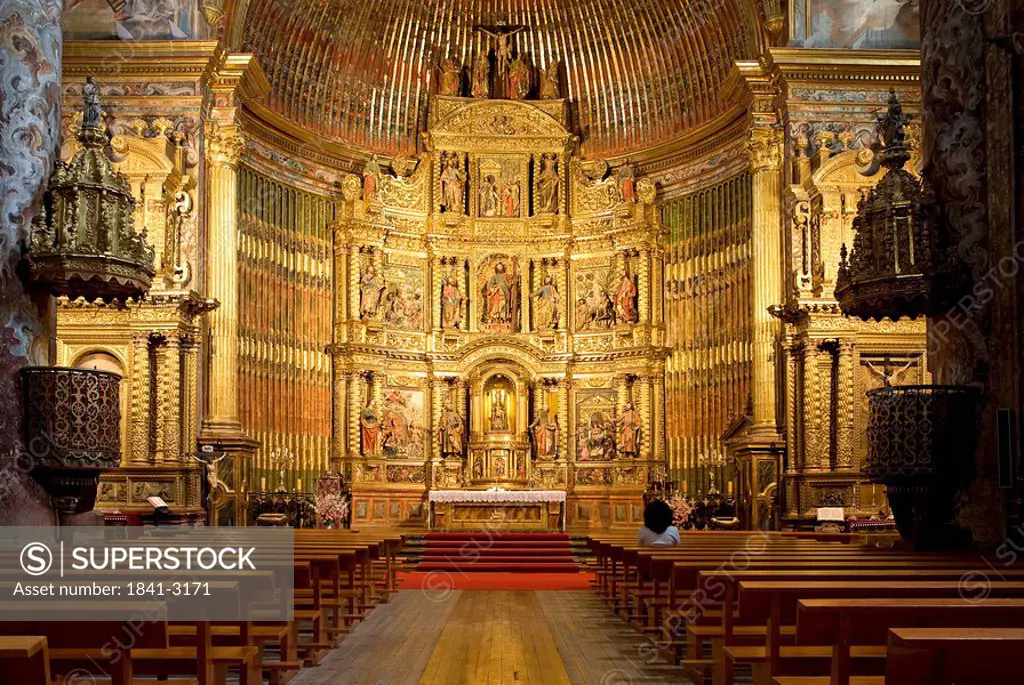 Interior of a church, looking towards the altar, Elciego, Spain
