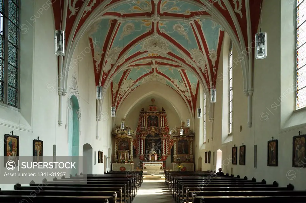 Interior view of a church, Rieste, Germany