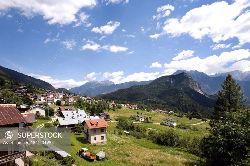 View of Valle di Cadore, Venetia, Italy, elevated view