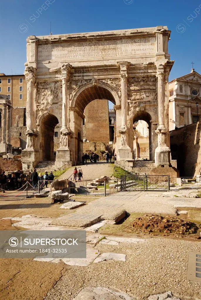 View to the Arch of Septimius Severus at the Roman Forum, Rom, Italy