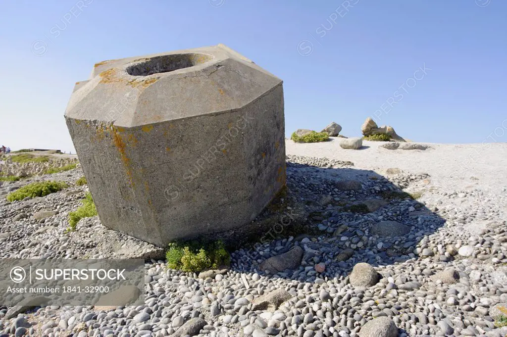 Old ruins of bunker, Pointe de la Torche, Finistere, Brittany, France