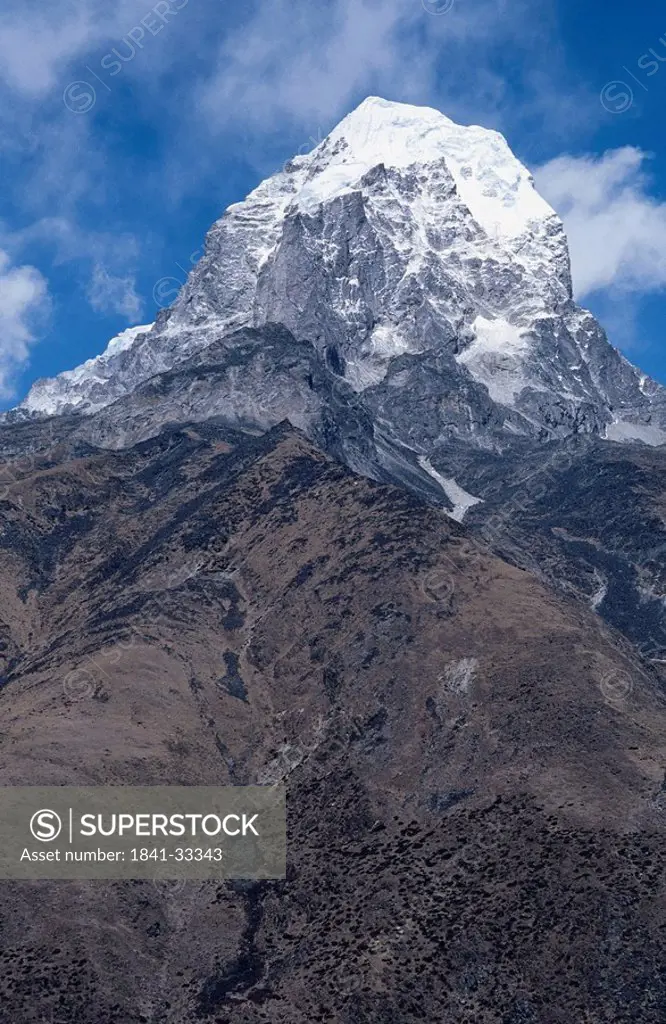 Low angle view of mountain peak, Ama Dablam, Himalayas, Khumbu, Nepal