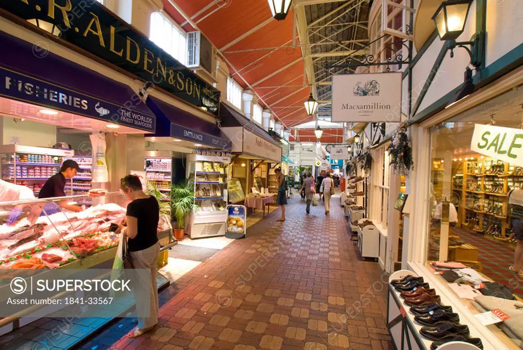 Stores in market, Oxford, Oxfordshire, England