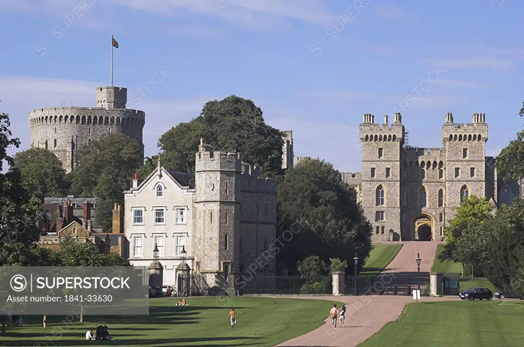 Tourists in front of castle, Windsor Castle, Berkshire, England