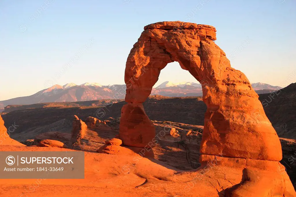 Natural arch on landscape, Arches National Park, Utah, USA