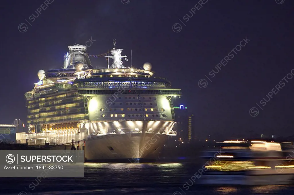 Night shot of cruise ship in harbour